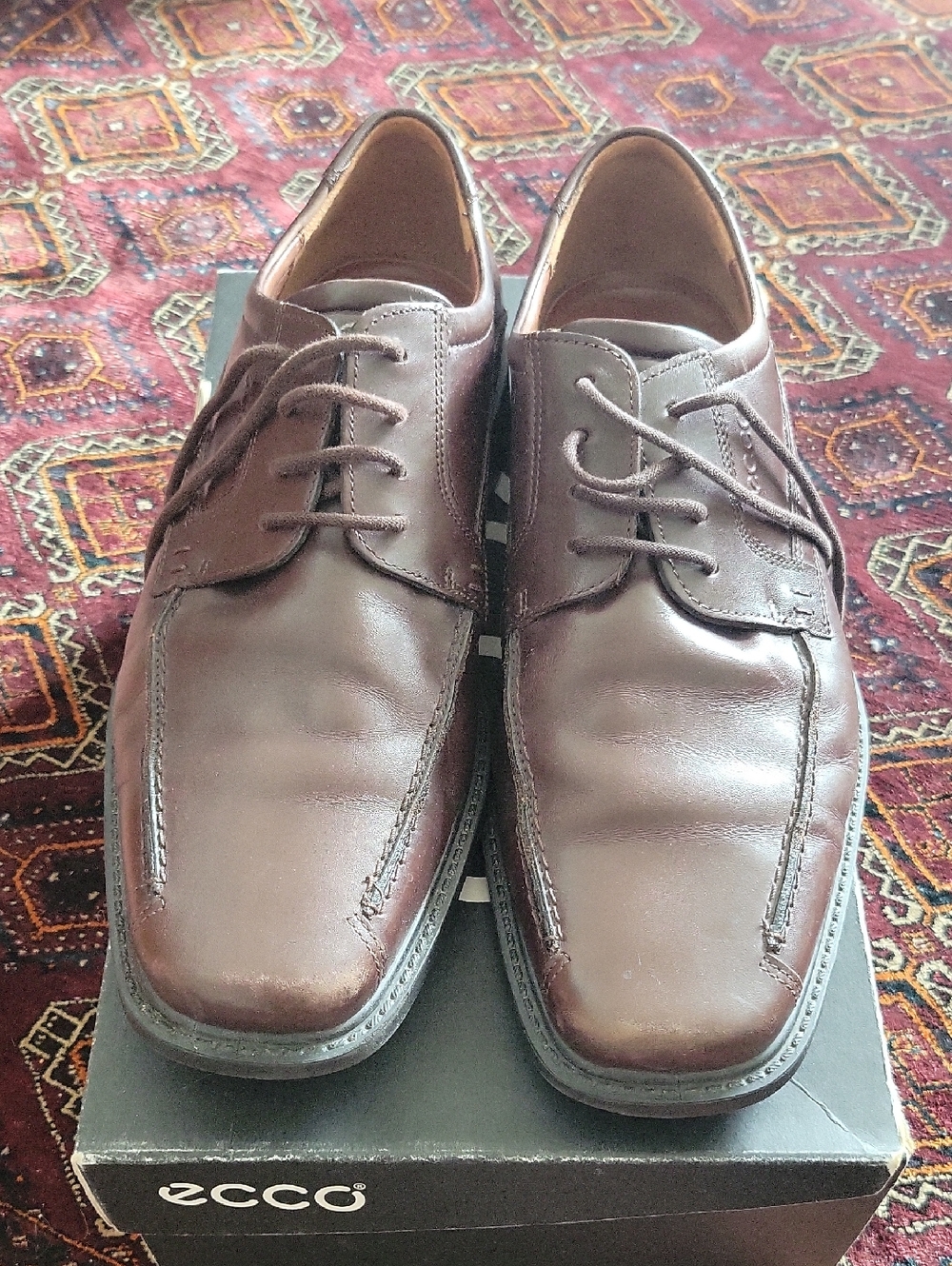 Ecco Dark Brown Leather Lace-Up Derby Shoes